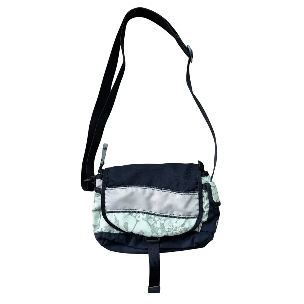Vintage LL Bean Green Hawaiian Floral Crossbody Fanny Pack Travel Bag 2000s